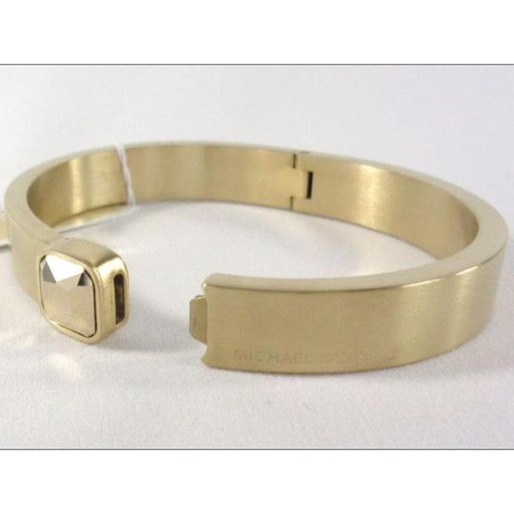 MICHAEL Michael Kors Urban Rush Gold Bangle Bracelet Square Crystal - Picture 2 of 7
